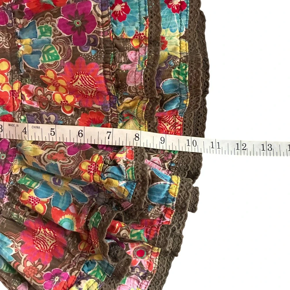 Childrens Place Girls Brown Floral Tiered Ruffle‎ Skort 6 Lace Trim Boho Kidcore